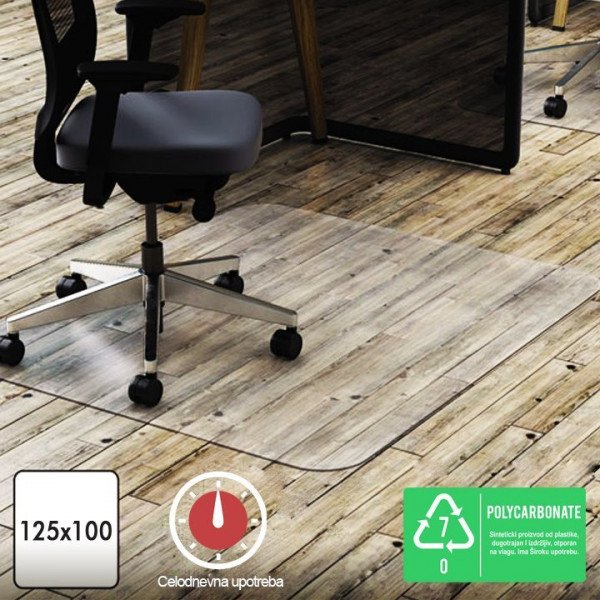 Podloga za stolicu Polikarbonat Standard, za tvrdu podlogu, prozirna, 1mm, 125x100cm