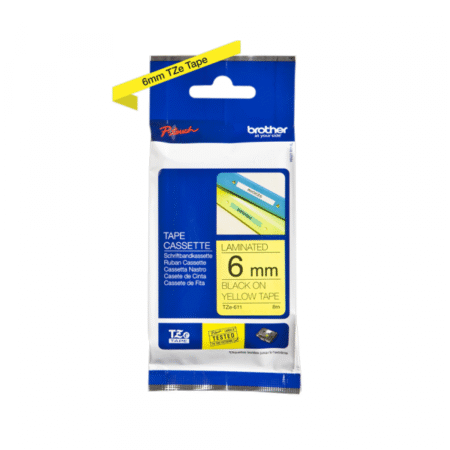 TZe-611 crna na žuto 6mm