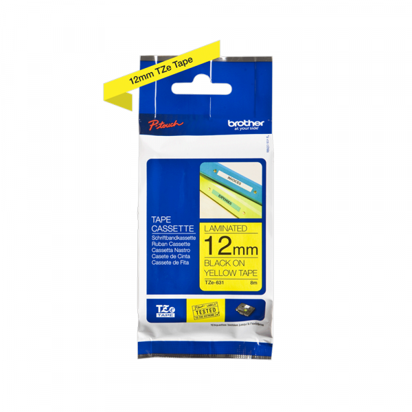 TZe-631 crna na žuto 12mm