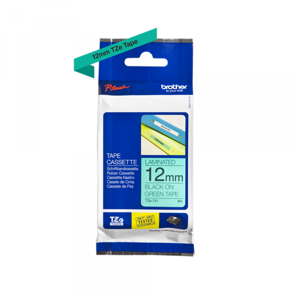 TZe-731 crna na zeleno 12mm