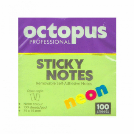 Samolepljivi blokčići 75x75 Octopus neon zeleni UNL-2044 100lista