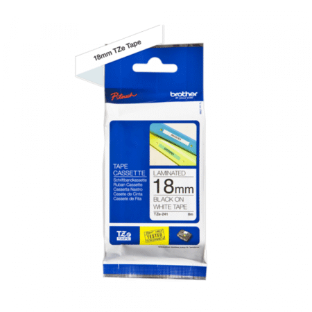 TZe-241 crna na belo 18mm