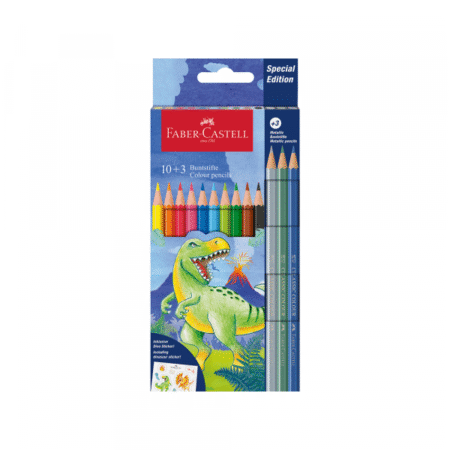 Drvene Bojice Faber Castell Dino Klasik 1/10 +3 met+3 neon + stikeri 111213