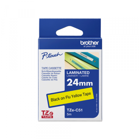 TZe-C51 crna na žuto fluo 24mm