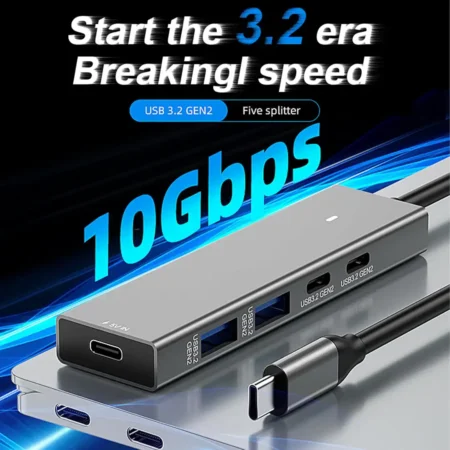 Kettz KT-HUBC300 Tip C HUB + 4 x USB3.2 Gen2 10Gbs data transfer