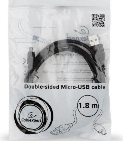 CC-USB2-AMmDM-6 Gembird USB 2.0 AM to Double-sided Micro-USB cable, black, 1,8m