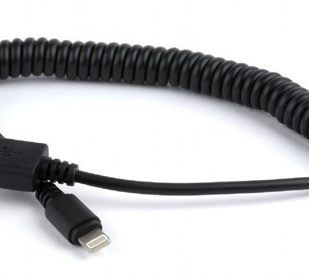 CC-LMAM-1.5M USB sync and charging spiral cable for iPhone, 1.5 m, black