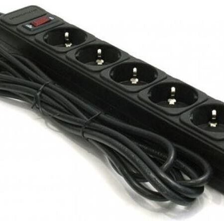 SPG6-B-10 (3G1.5) ** Gembird produzni kabl sa zastitom 6 uticnica (3x1.5mm,16A,3500W) 3m black (527)