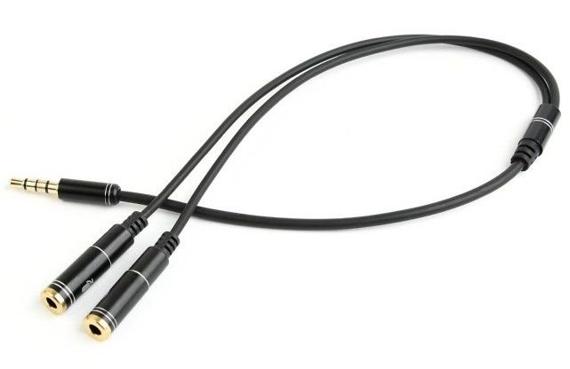 CCA-417M Gembird 2x 3.5 mm(slusalice i mikrofon) Metalni adapter na 1x 3.5mm(4 pin) cable, 0.2m crn - Slika 2