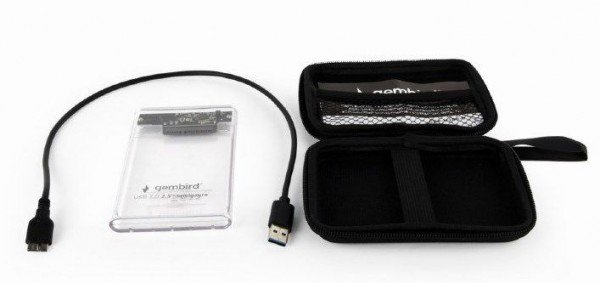 EE2-U3S9-6 Gembird USB 3.0 Externo kuciste za 2.5 SATA hard diskove 9,5mm transparentni + futrola - Slika 3