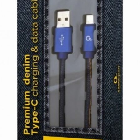 CC-USB2J-AMCM-1M-BL Gembird Premium jeans (denim) Type-C USB cable with metal connectors, 1m, blue