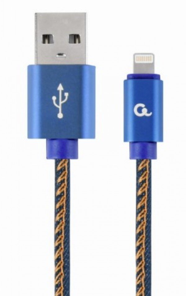 CC-USB2J-AMLM-1M-BL Gembird Premium jeans (denim) 8-pin cable with metal connectors, 1m, blue - Slika 2