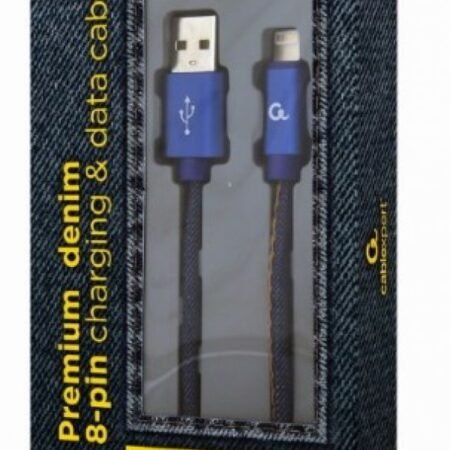 CC-USB2J-AMLM-1M-BL Gembird Premium jeans (denim) 8-pin cable with metal connectors, 1m, blue