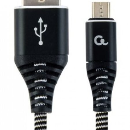 CC-USB2B-AMmBM-2M-BW Gembird Premium cotton braided Micro-USB charging - data cable,2m, black/white