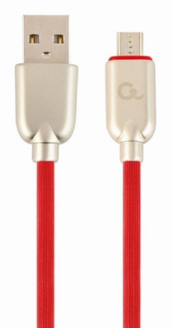 CC-USB2R-AMmBM-2M-R Gembird Premium rubber Micro-USB charging and data cable, 2m, red - Slika 2