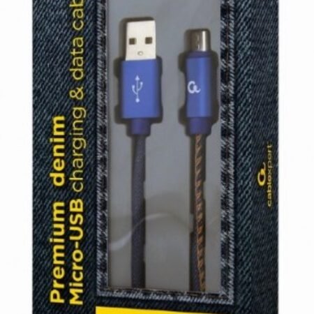 CC-USB2J-AMmBM-2M-BL Gembird Premium jeans (denim) Micro-USB cable with metal connectors, 2 m, blue