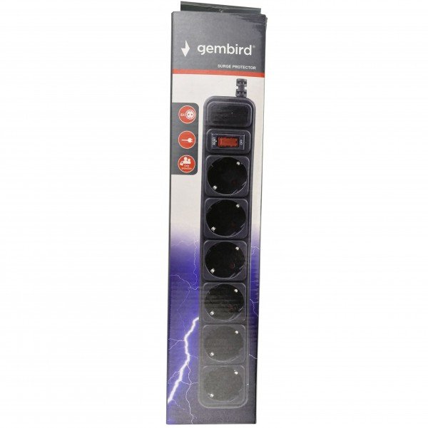 SPG6-B-6 (3G1.5) ** Gembird produzni kabl sa zastitom 6 uticnica(3x1.5mm, 16A,3500W)1.8m black (439) - Slika 2