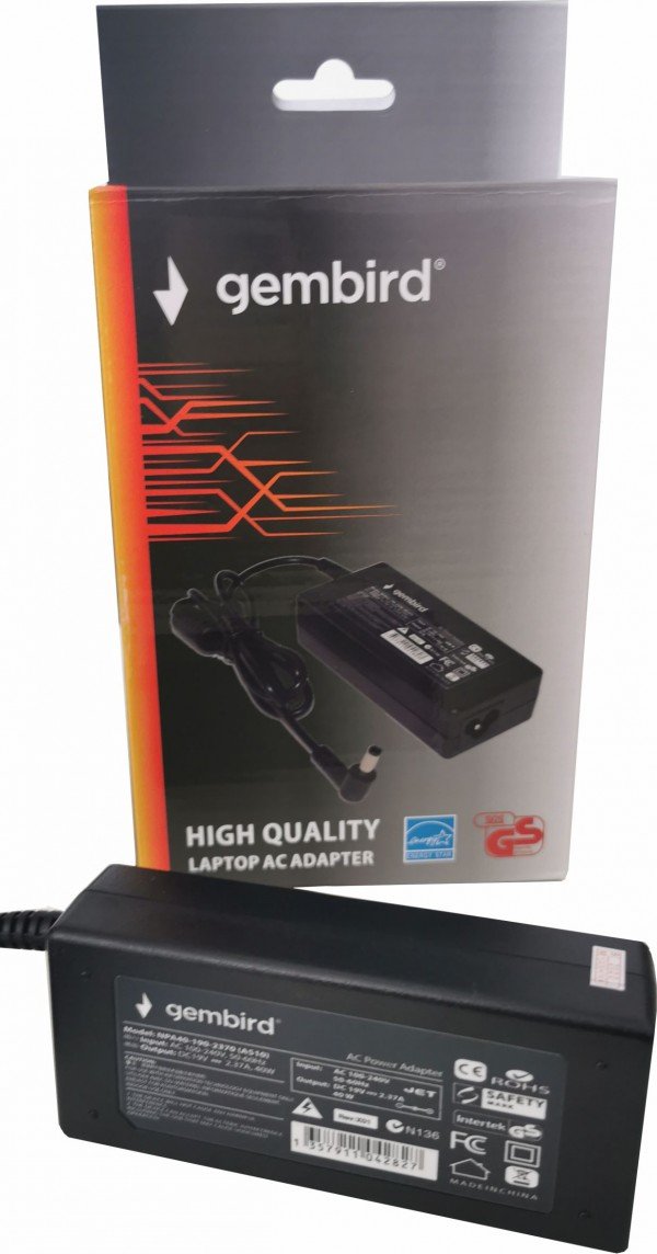 NPA65-190-3420 (AS14) Gembird punjac za laptop 65W-19V-3.42A, 4.0x1.35mm black - Slika 2