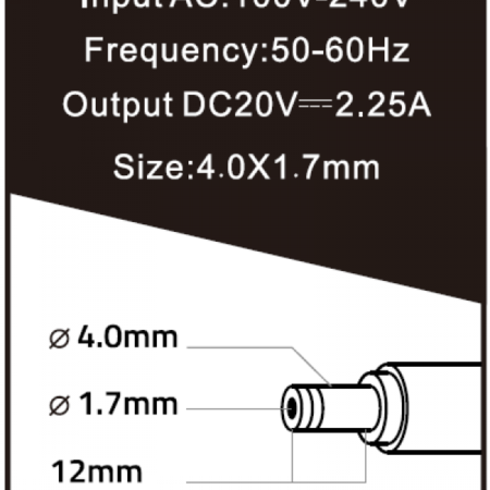 NPA40-200-2250 (IB09) Gembird punjac za laptop 45W-20V-2.25A, 4.0x1.7mm Yellow (Alt=IB10)