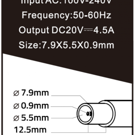 NPA90-200-4500 (IB06) Gembird punjac za laptop 90W-20V-4.5A, 7.9x5.5mm yellow PIN