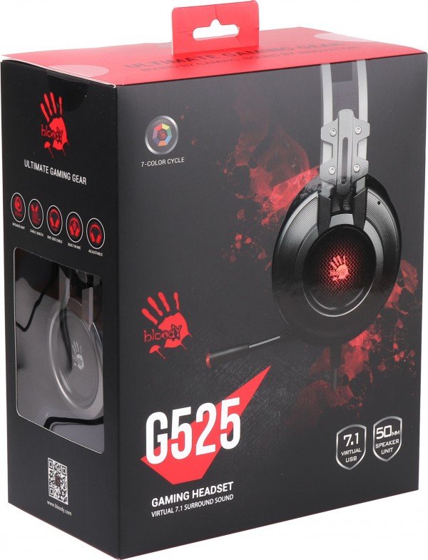 A4-G525 A4Tech Bloody gejmerske slusalice sa mikrofonom, 7.1 SURROUND, 50mm/16ohm, color LED, CH,USB - Slika 2