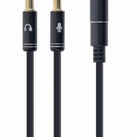 CCA-418M Gembird 3.5mm Headphone Mic Audio Y Splitter Cable Female to 2x3.5mm Male adapter, Metal