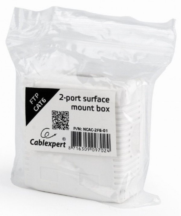 NCAC-2F6-01 Gembird CAT6 FTP 2-port kutija za površinsku montažu za RJ45 - Slika 2