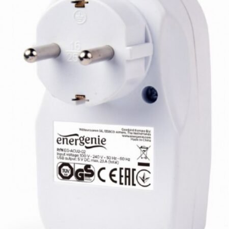 EG-ACU2-02 Gembird 2-portni USB punjac sa prolaznom AC uticnicom, 2,1 A, bela