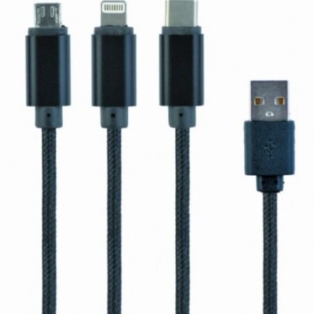 CC-USB2-AM31-1M Gembird USB 3-u-1 kabl za punjenje 8-pin, Type-C, microUSB, crni, 1m