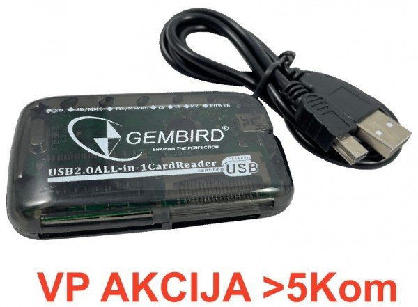 FD2-ALLIN1-BLK ** Gembird USB2.0 citac svih tipova memorijskih kartica(319) - Slika 3