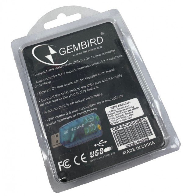 CMP-SOUNDUSB13 ** Gembird USB 5.1 3D zvucna karta, zamenjuje audio kontrolor u PC (223) - Slika 4