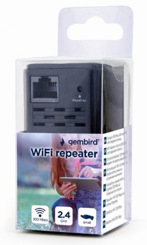 WNP-RP300-03-BK Gembird WiFi ripiter/ruter 300Mbps, 2x3dBi, RF pwr<20dBm, 1x LAN black(alt. tenda A9 - Slika 2
