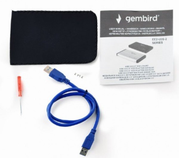 EE2-U3S-2 Gembird USB 3.0 Externo kuciste za 2.5 SATA hard diskove, aluminium, crni A - Slika 2