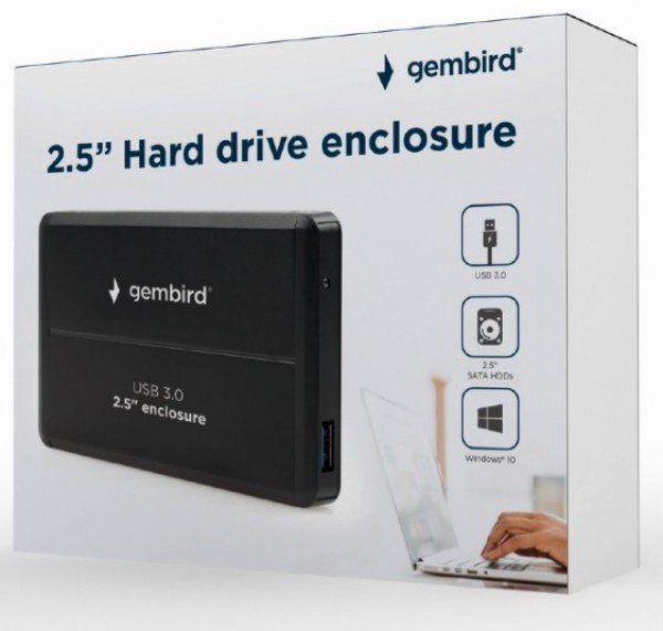 EE2-U3S-2 Gembird USB 3.0 Externo kuciste za 2.5 SATA hard diskove, aluminium, crni A - Slika 4