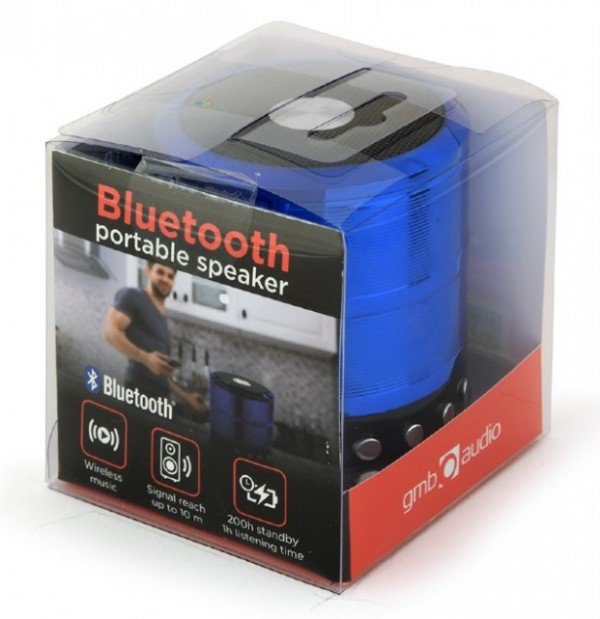 SPK-BT-08-B Gembird Portable Bluetooth speaker +handsfree 3W, FM, microSD, AUX, blue FO