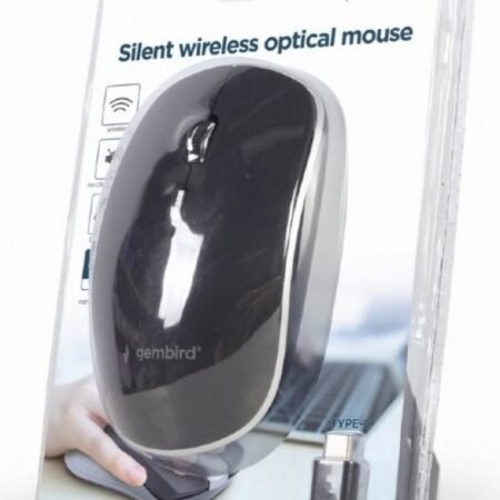 MUSW-4BSC-01 Gembird Type-C Necujni bezicni mis 2,4GHz opticki USB 800-1600Dpi black 115mm