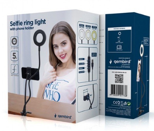 LED-RING4-PH-01 Gembird LED Selfi prsten sa drzacem za telefon - Slika 3