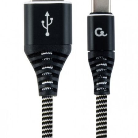 CC-USB2B-AMCM-2M-BW Gembird Premium cotton braided Type-C USB charging -data cable,2m, black/white
