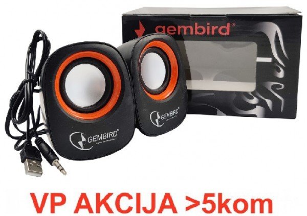 SPK-107 ** Gembird Stereo zvucnici Orange/Black, 2 x 3W RMS USB pwr, 3.5mm kutija sa prozorom (379) - Slika 3