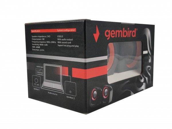 SPK-107 ** Gembird Stereo zvucnici Orange/Black, 2 x 3W RMS USB pwr, 3.5mm kutija sa prozorom (379)
