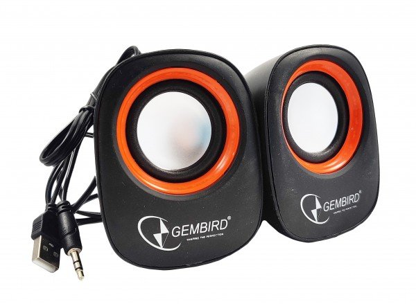 SPK-107 ** Gembird Stereo zvucnici Orange/Black, 2 x 3W RMS USB pwr, 3.5mm kutija sa prozorom (379) - Slika 2