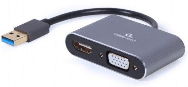 A-USB3-HDMIVGA-01 Gembird USB to HDMI + VGA display adapter, space grey - Slika 2