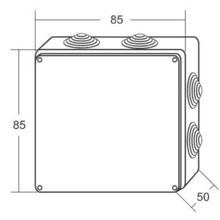 Razvodna kutija sa gumenom zaptivkom ME-K85x85x50mm (7 uvodnica) IP55