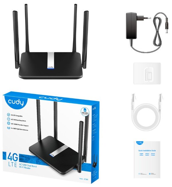 Cudy LT500 4G LTE AC1200 Dual Band MESH Wi-Fi Router CPE Dual band 2.4+5Ghz, 1W/4L 10/100, 4x Antena - Slika 2