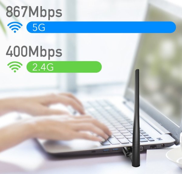 Cudy WU1400 AC1300 Wi-Fi USB 3.0 Adapter,2.4+5Ghz,5dBi high gain detach.antenna,AP(Alt.U1,U6) - Slika 2