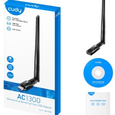 Cudy WU1400 AC1300 Wi-Fi USB 3.0 Adapter,2.4+5Ghz,5dBi high gain detach.antenna,AP(Alt.U1,U6)
