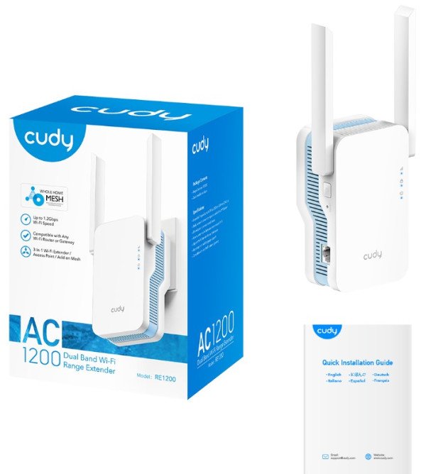 Cudy RE1200 AC1200Wi-Fi MESH Range Extender, Dual Band 2.4+5Ghz,2x5dBi, 1xLAN, AP,ACCESS+LED - Slika 4