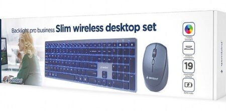 KBS-ECLIPSE-M500 Gembird Backlight Pro Business Slim wireless desktop set, US layout, black