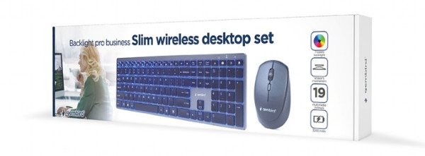 KBS-ECLIPSE-M500 Gembird Backlight Pro Business Slim wireless desktop set, US layout, black - Slika 3