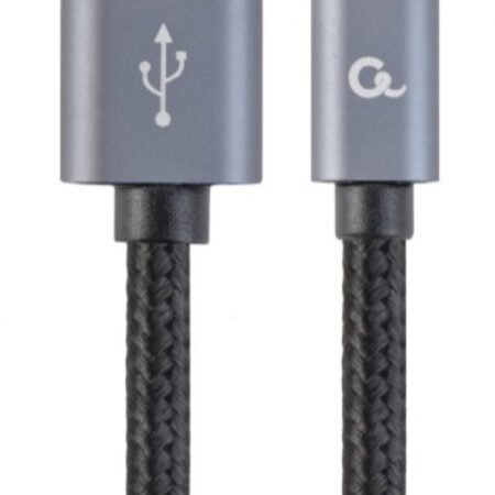CCB-mUSB2B-AMLM-6 Gembird Cotton braided 8-pin cable with metal connectors, 1.8 m, black, blister